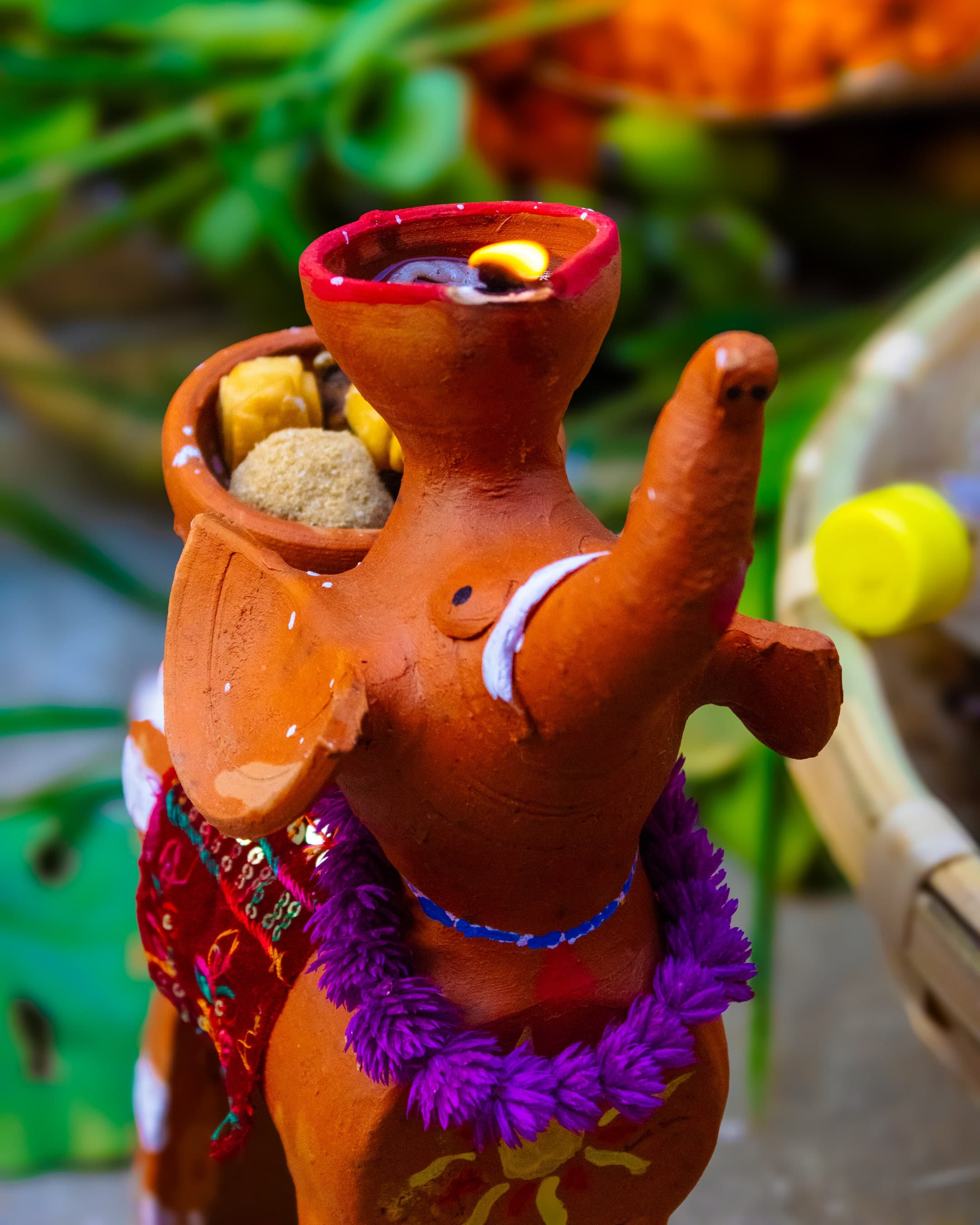 A clay elephant offered to goddess in Hinduism 